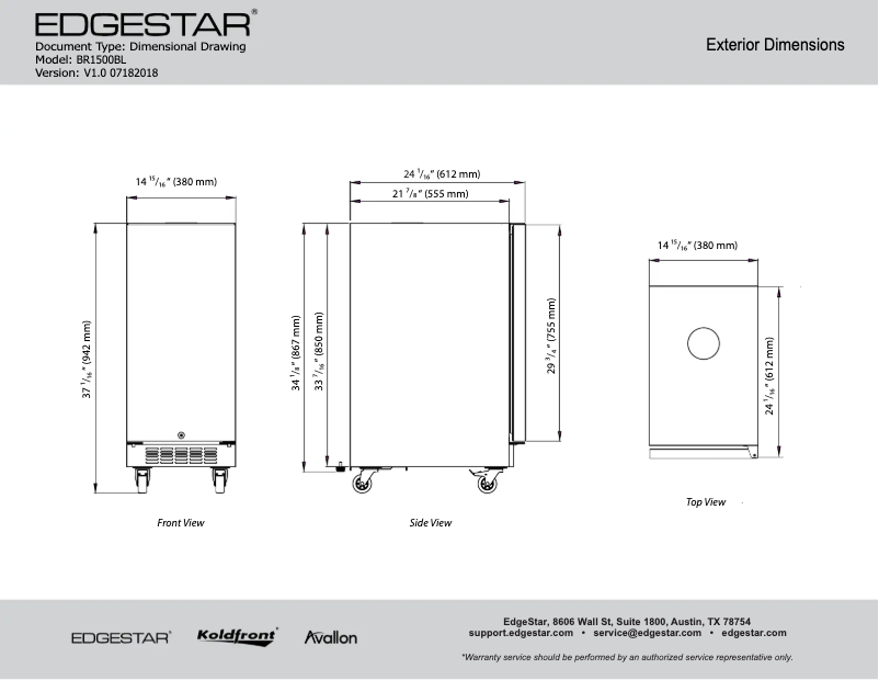 Página 1 del manual Ficha técnica EdgeStar BR1500BL