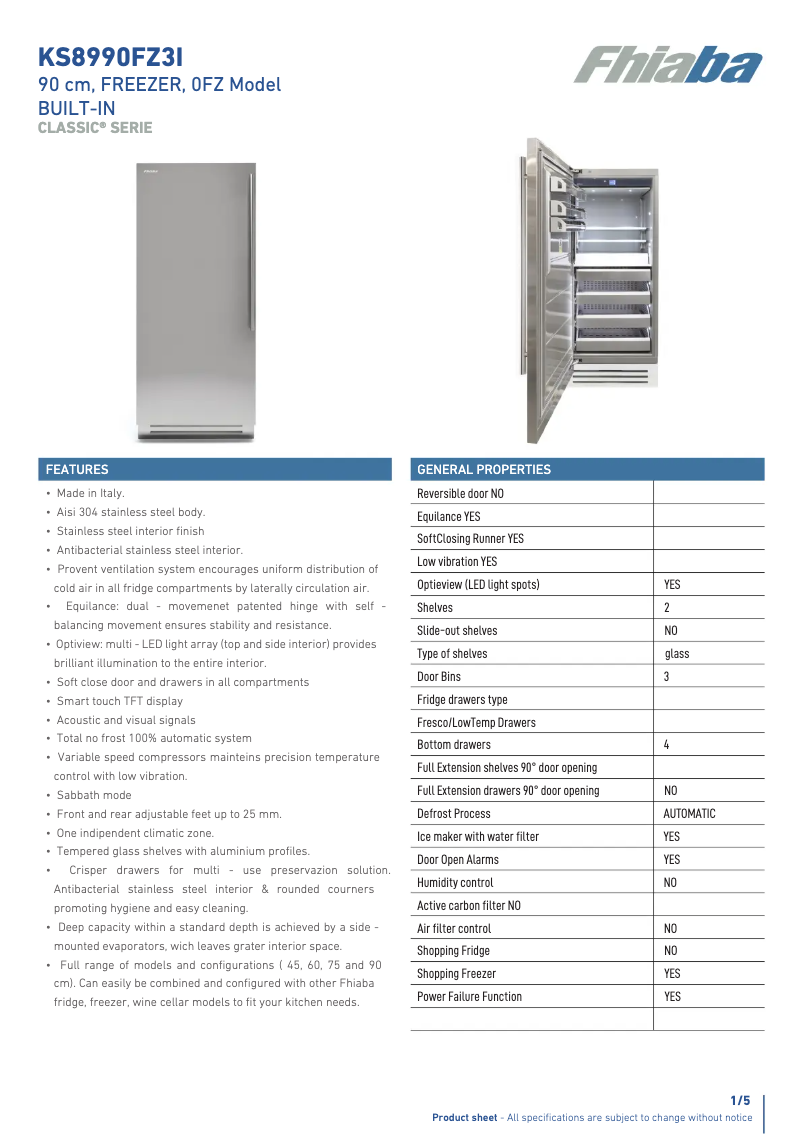 Page n°1 - Fiche technique Fhiaba KS8990FZ3IA