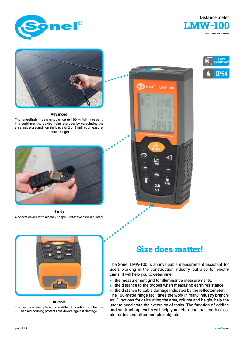 Image de la première page du manuel de l'appareil LMW-100