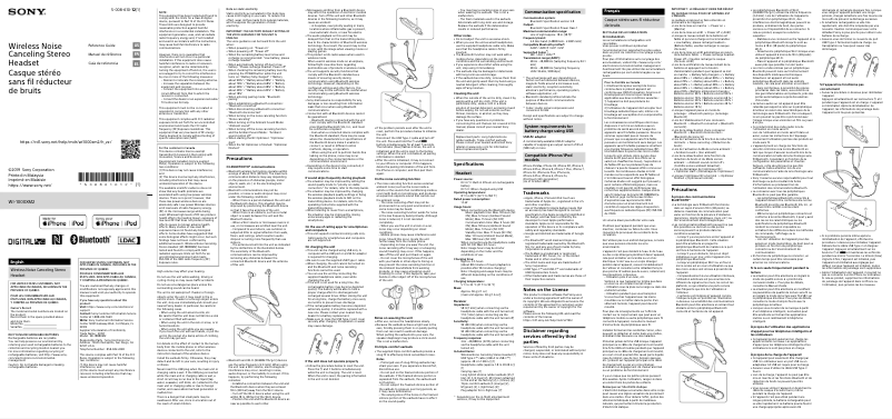 Image de la première page du manuel de l'appareil WI-1000XM2