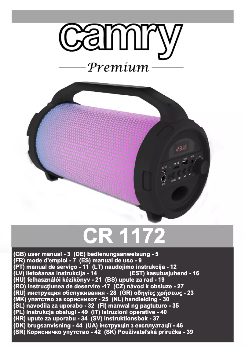 Page 1 de la notice Manuel utilisateur Camry CR 1172