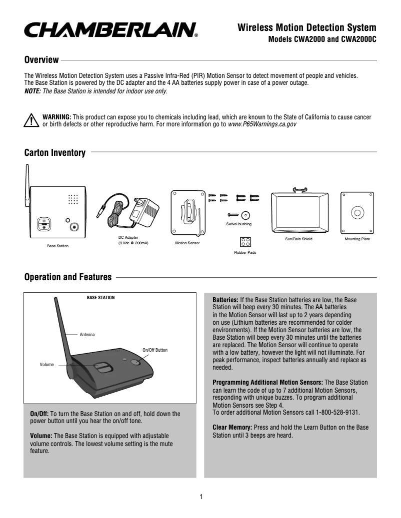 Image de la première page du manuel de l'appareil CWA2000