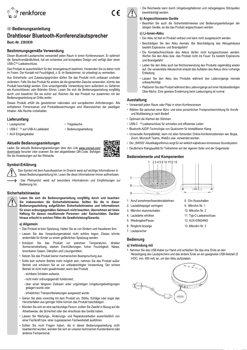 Page 1 de la notice Manuel utilisateur Renkforce RF-4767678