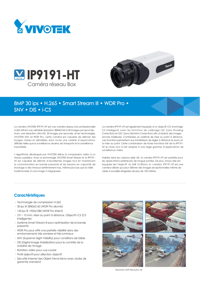 Page 1 de la notice Fiche technique Vivotek IP9191-HT