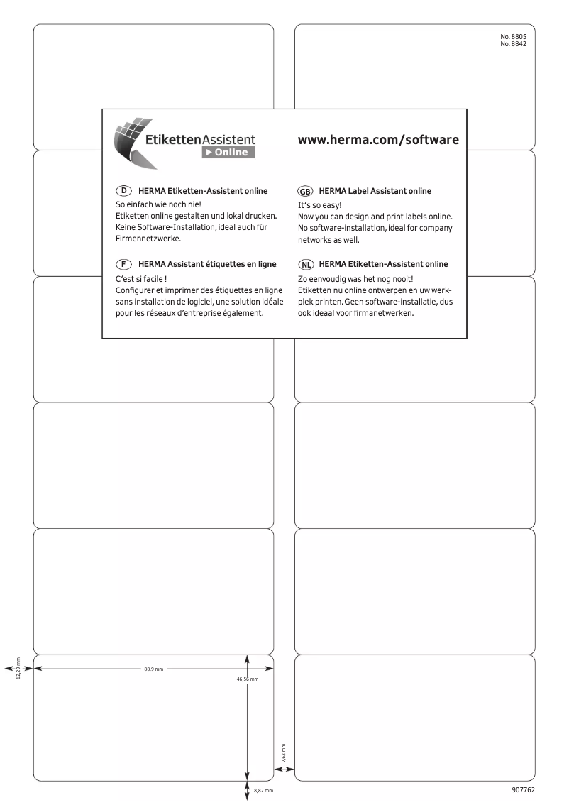 Page n°1 - Manuel utilisateur Herma 8805