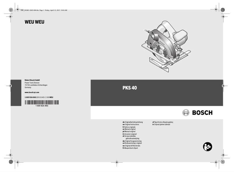 Image de la première page du manuel de l'appareil PKS 40