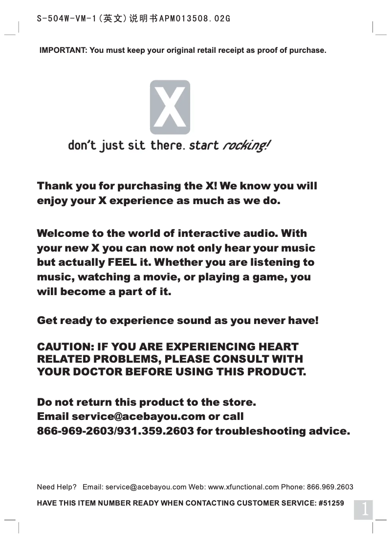 Page 1 de la notice Manuel utilisateur X Rocker Pro H3