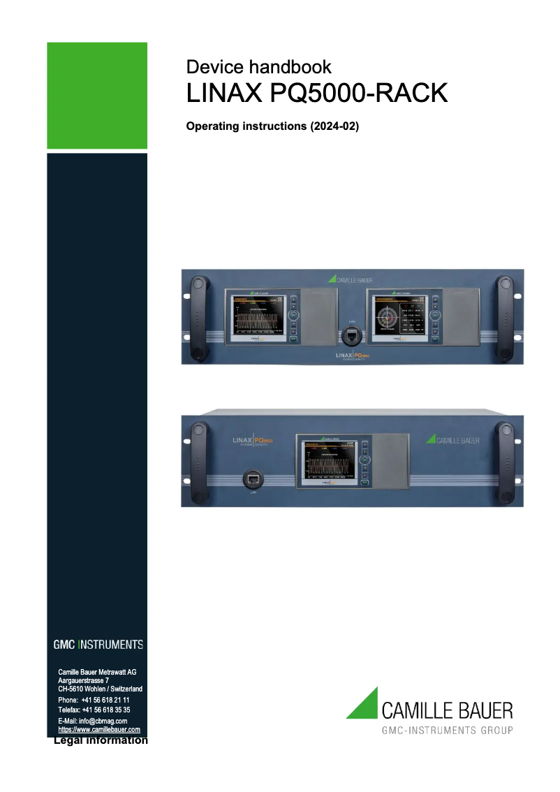 Page n°1 - Manuel utilisateur Camille Bauer LINAX PQ5000-Rack