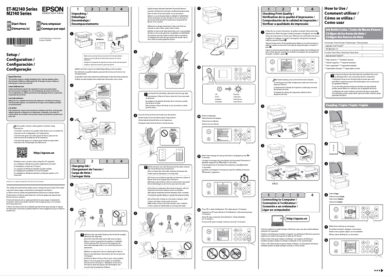 Page 1 de la notice Guide d'installation Epson EcoTank ET-M2140