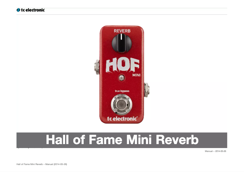 Page n°1 - Manuel utilisateur TC Electronic Hall of Fame Mini