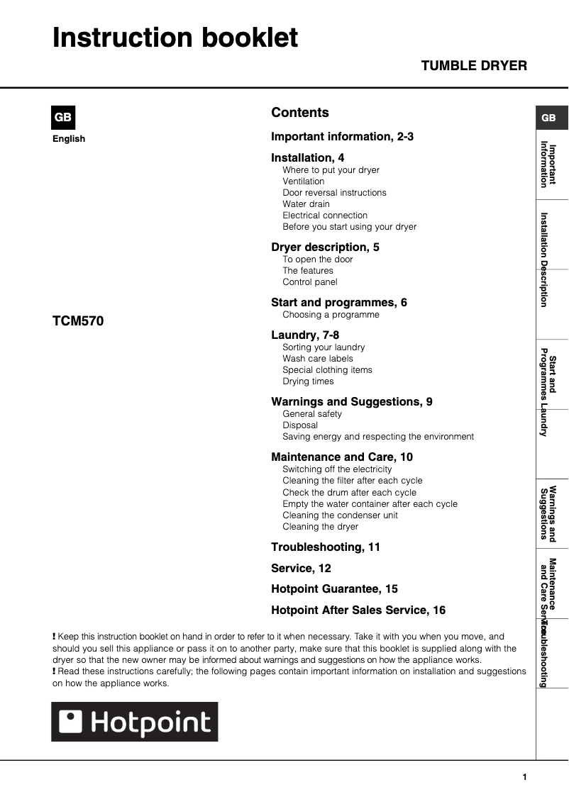 Image de la première page du manuel de l'appareil TCM570P