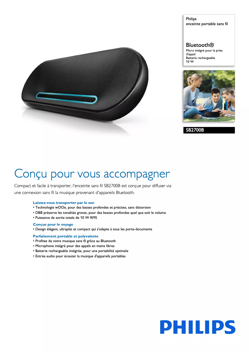 Page n°1 - Fiche technique Philips SB2700B