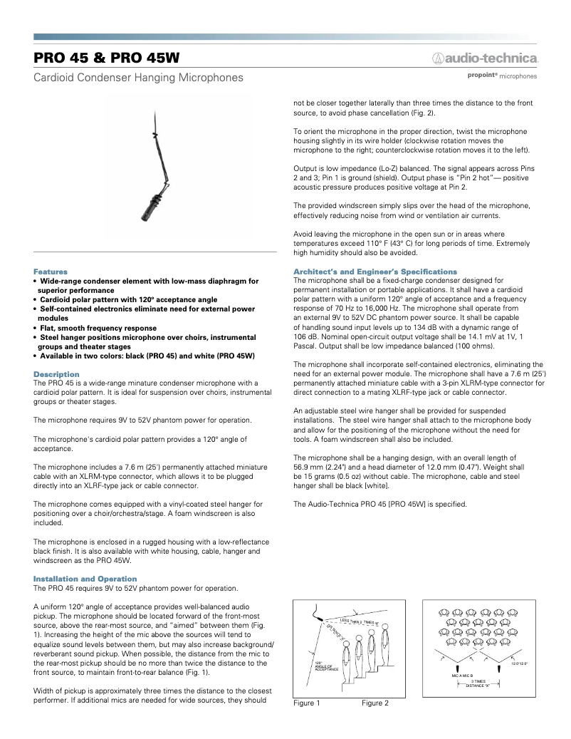 Página 1 del manual Ficha técnica Audio-Technica PRO45