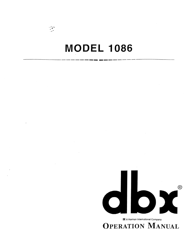 Page n°1 - Manuel utilisateur DBX 1086