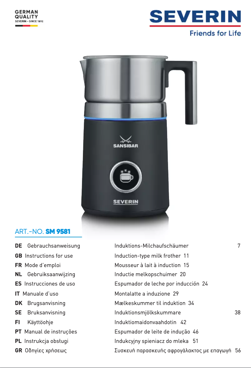 Page n°1 - Manuel utilisateur Severin SM 9581