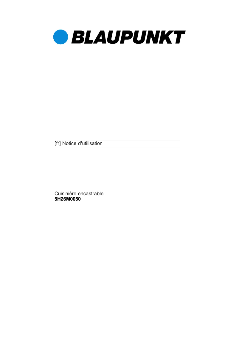 Page 1 de la notice Manuel utilisateur Blaupunkt 5H26M 0050
