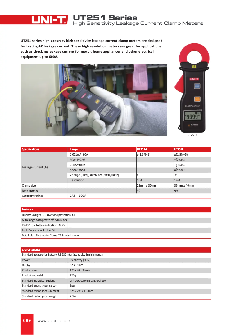 Page 1 de la notice Manuel utilisateur Uni-T UT251C