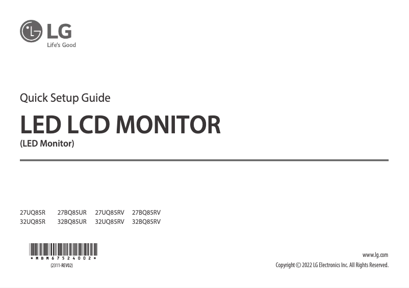Página 1 del manual Guía de instalación LG 32UQ85R