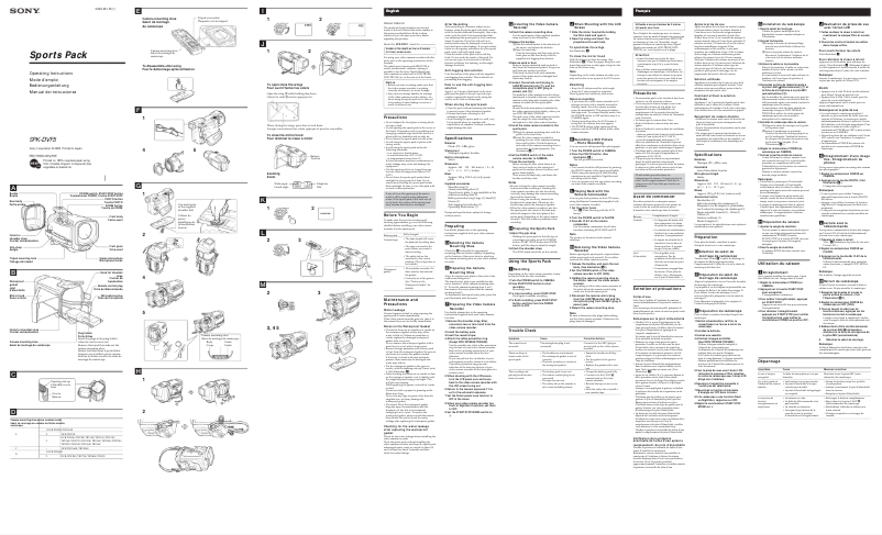 Page 1 de la notice Manuel utilisateur Sony SPK-DVF5