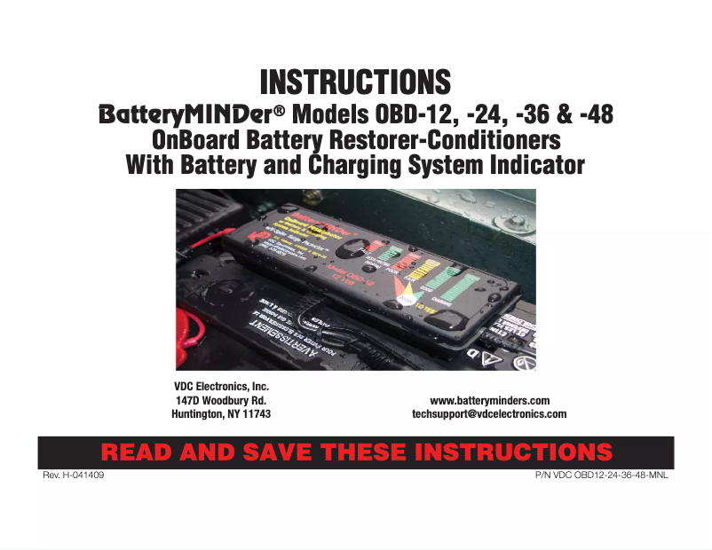 Page n°1 - Manuel utilisateur BatteryMINDer OBD-12V