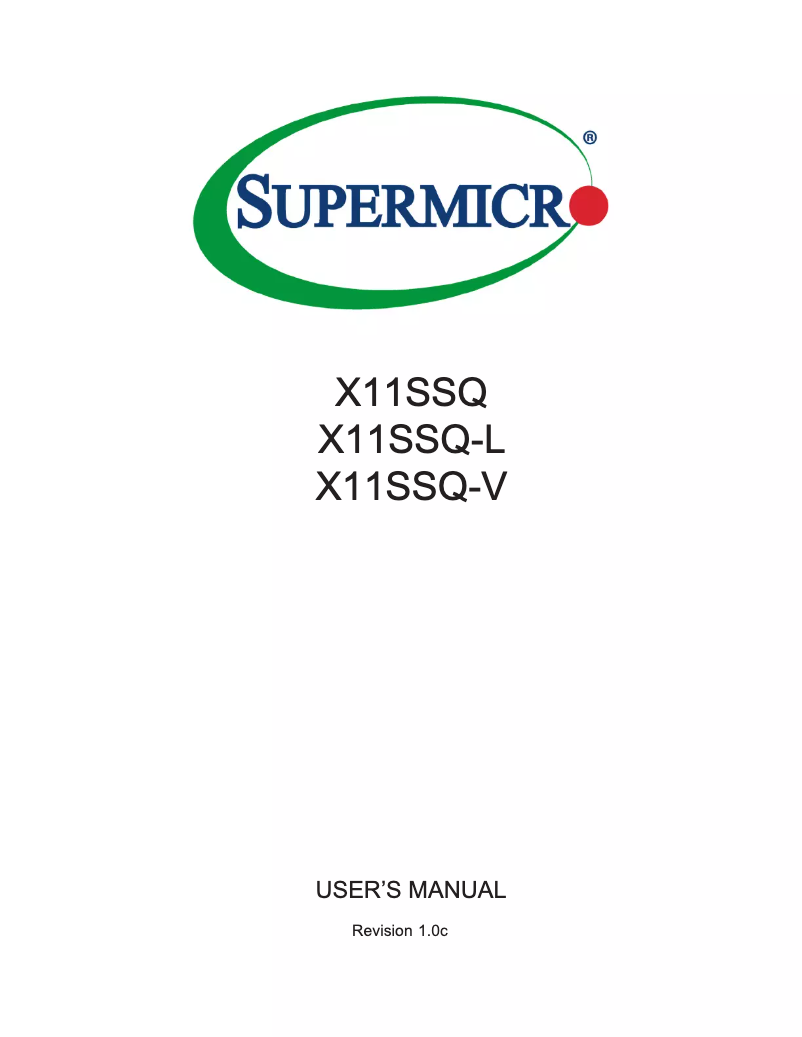 Page 1 de la notice Manuel utilisateur Supermicro X11SSQ