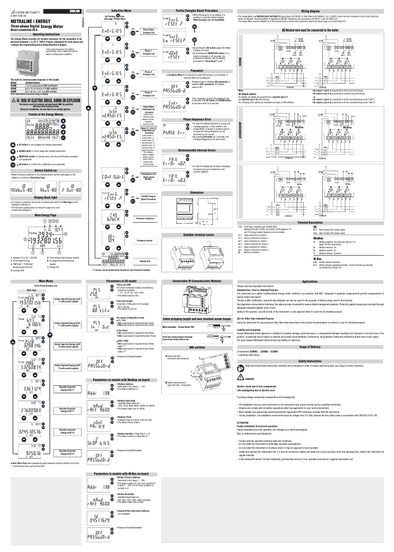 Page 1 de la notice Manuel utilisateur Gossen Metrawatt METRALINE ENERGY U289 DEF