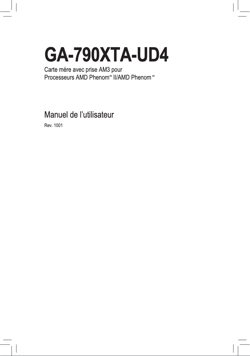 Page n°1 - Manuel utilisateur Gigabyte GA-790XTA-UD4