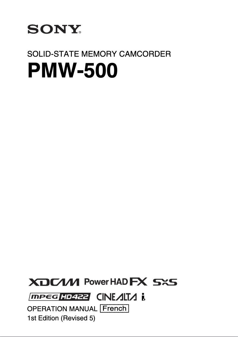 Page n°1 - Manuel utilisateur Sony PMW-500