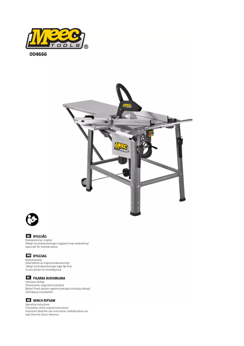 Page n°1 - Manuel utilisateur Meec Tools 004-666