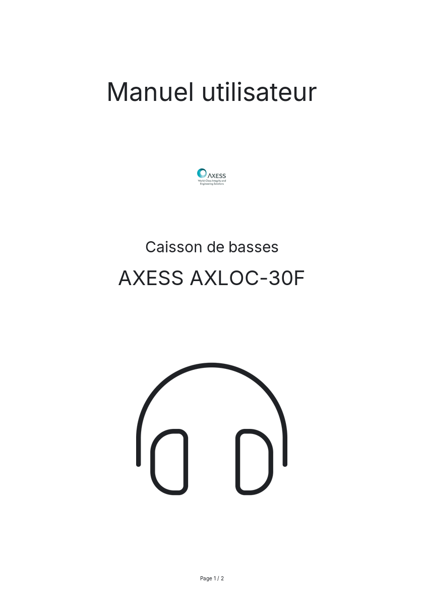 Page n°1 - Manuel utilisateur AXESS AXLOC-30F
