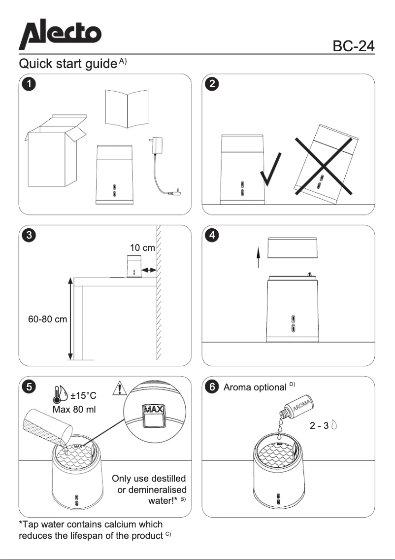 Page 1 de la notice Guide de démarrage rapide Alecto BC-24