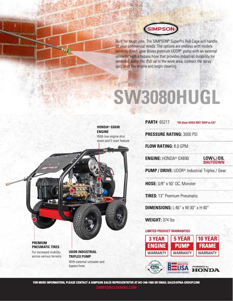 Page n°1 - Fiche technique Simpson SuperPro SW3080HUGL-S