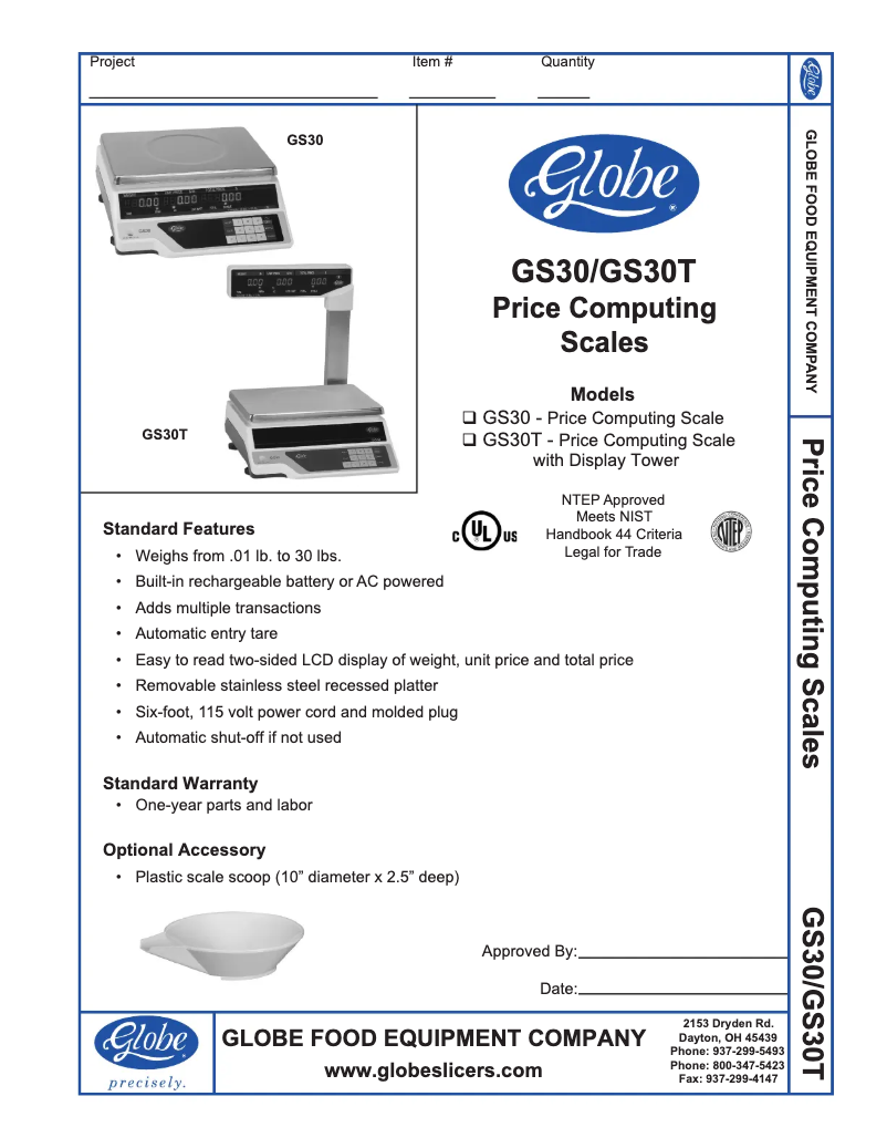 Page 1 de la notice Manuel utilisateur Globe GS30T