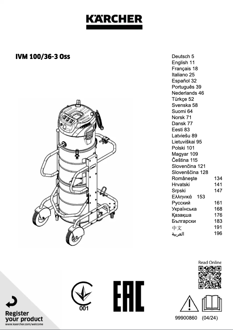 Page 1 de la notice Manuel utilisateur Kärcher IVM 100/36-3 Oss
