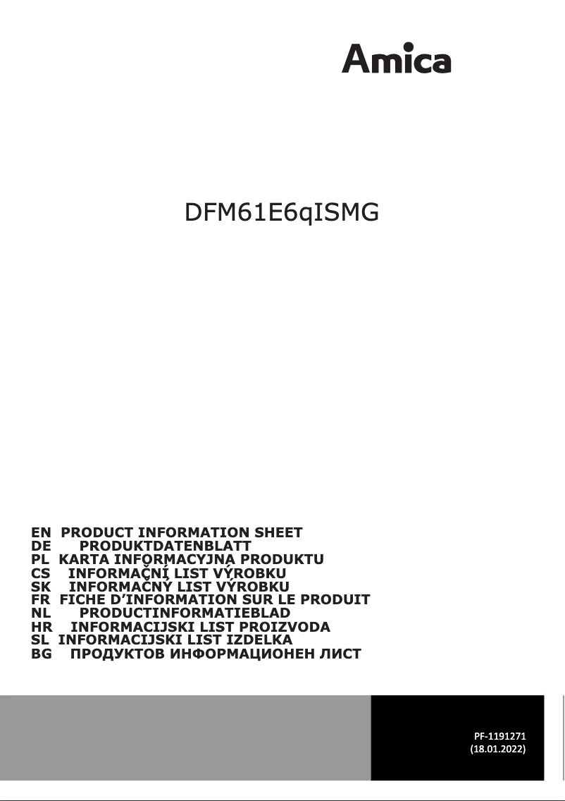 Page n°1 - Fiche technique Amica DFM61E6qISMG
