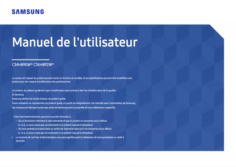 Image de la première page du manuel de l'appareil C34H892WGE