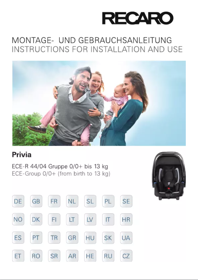 Image de la première page du manuel de l'appareil Privia