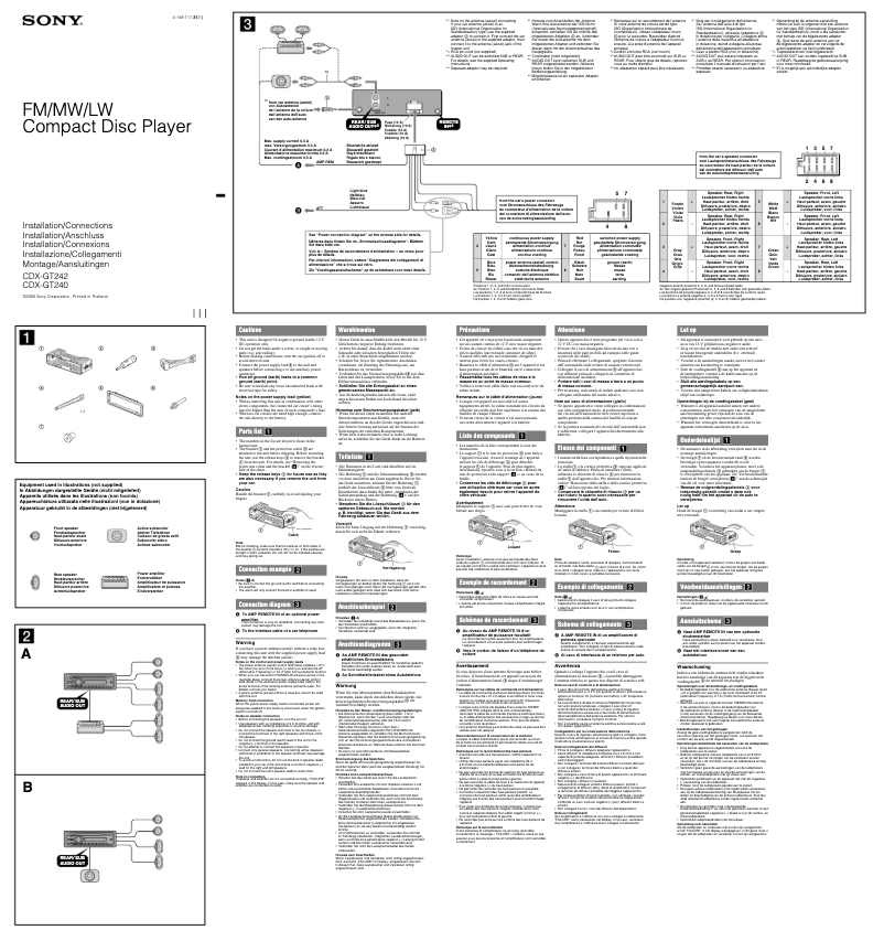 Page 1 de la notice Guide d'installation Sony CDX-GT242