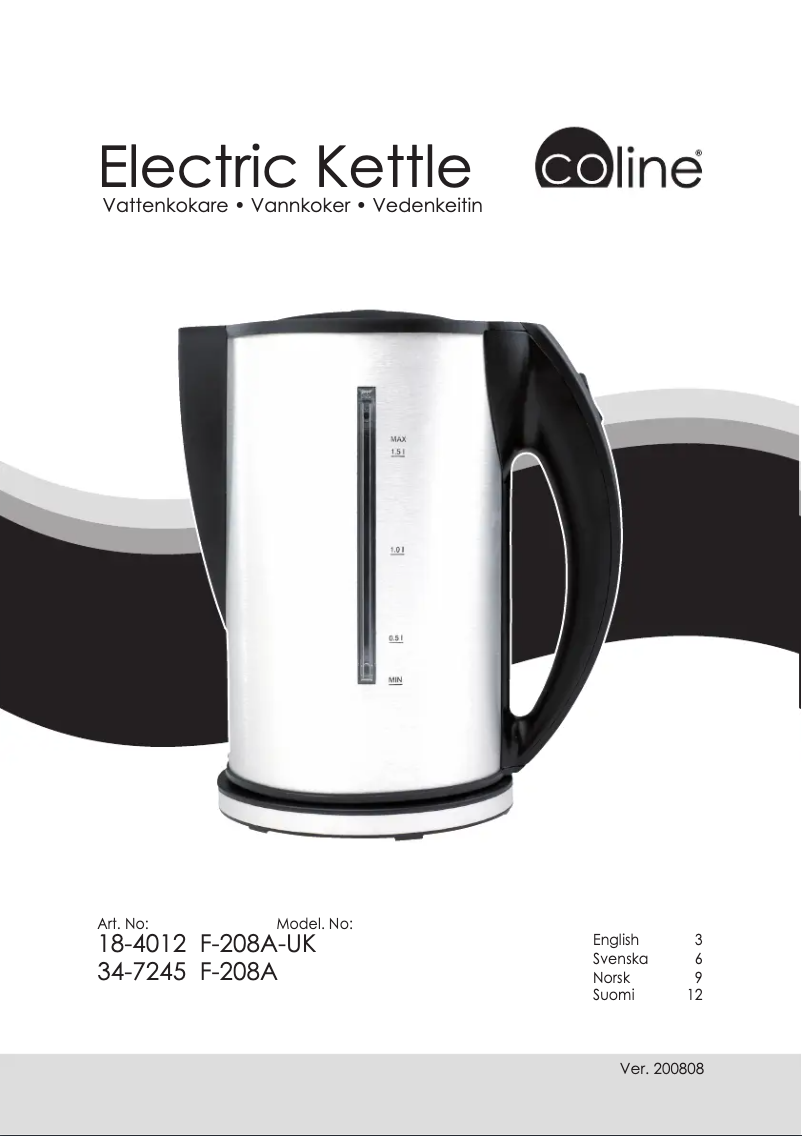 Page 1 de la notice Manuel utilisateur Coline F-208A