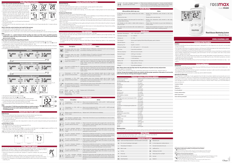 Page n°1 - Manuel utilisateur Rossmax HS200