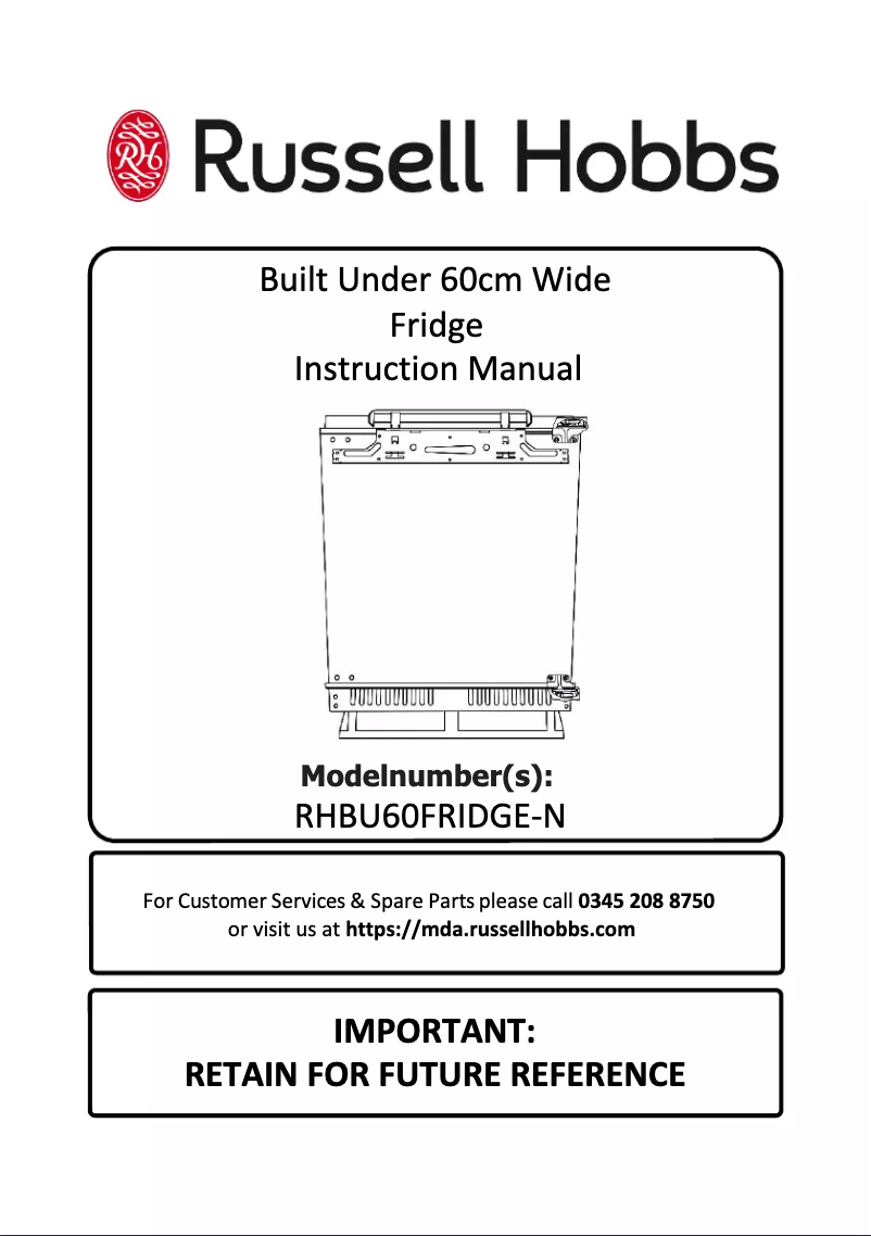 Page 1 de la notice Manuel utilisateur Russell Hobbs RHBU60FRIDGE-N