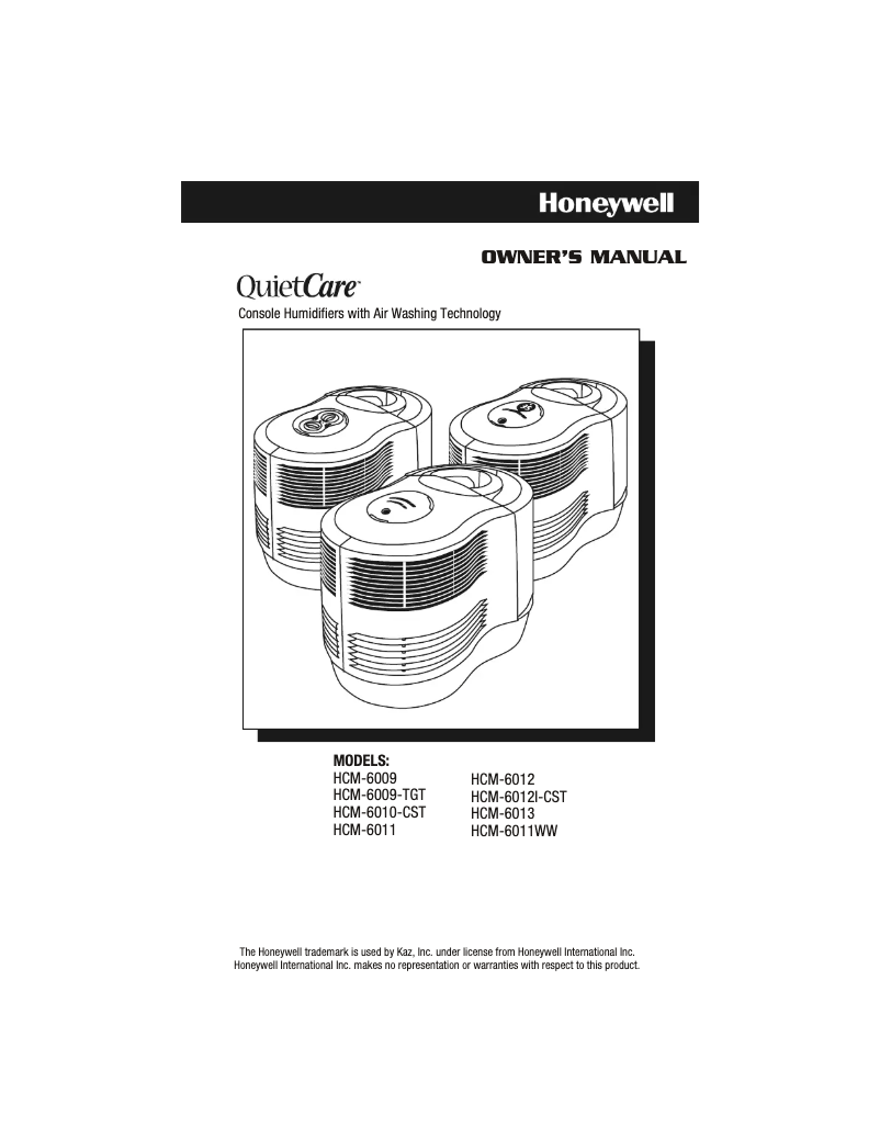 Page 1 de la notice Manuel utilisateur Honeywell QuietCare HCM-6009
