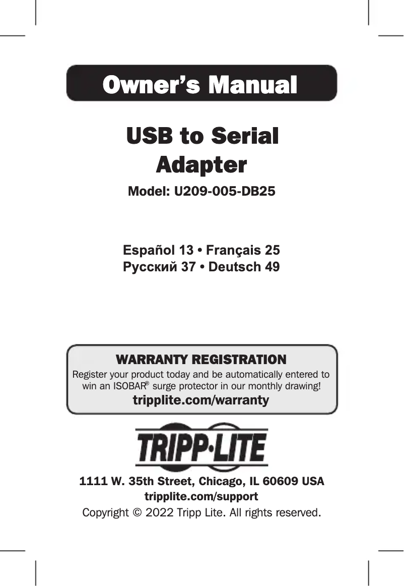 Página 1 del manual Manual de usuario Tripp Lite U209-005-DB25