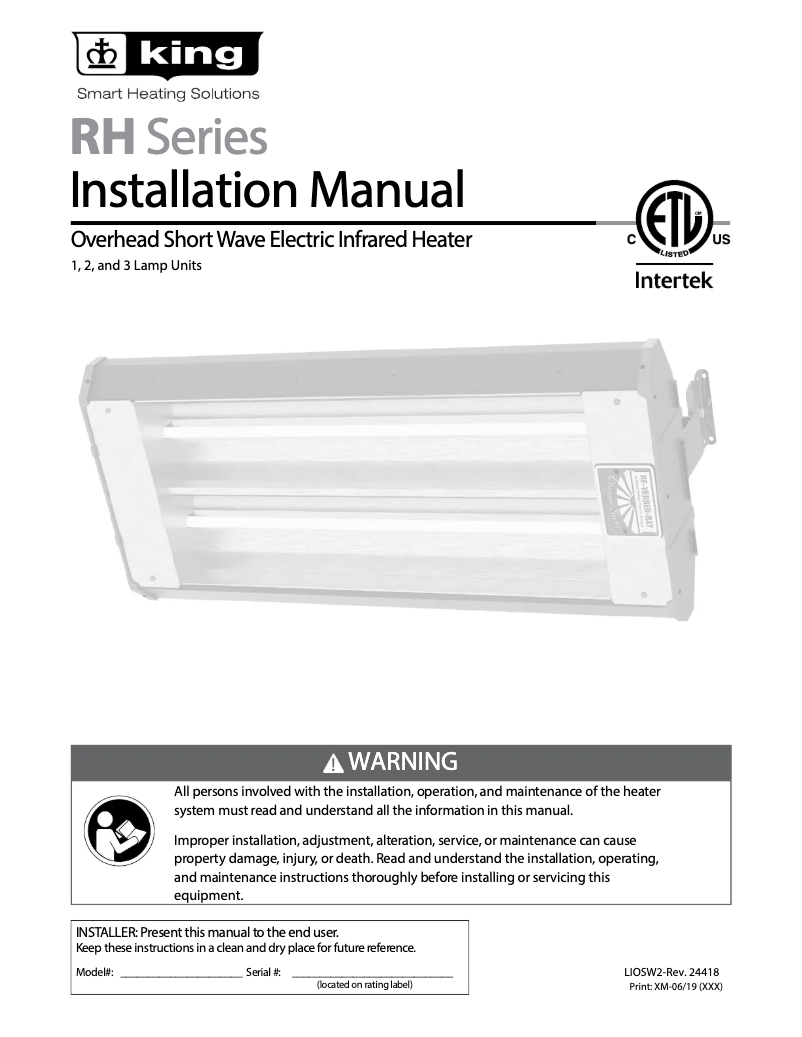 Page 1 de la notice Manuel utilisateur King TW2-33B2-C25