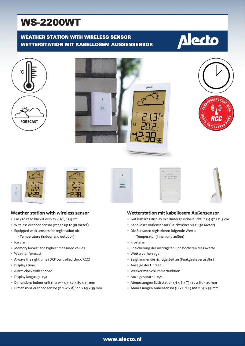 Image de la première page du manuel de l'appareil WS-2200WT