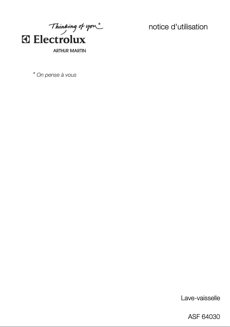 Page n°1 - Manuel utilisateur Arthur Martin-Electrolux ASF 64030