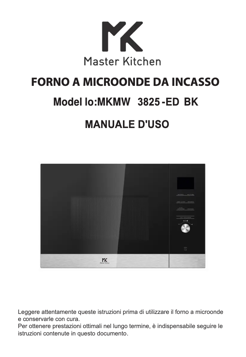 Page 1 de la notice Manuel utilisateur Master Kitchen MKMW 3825-ED BK