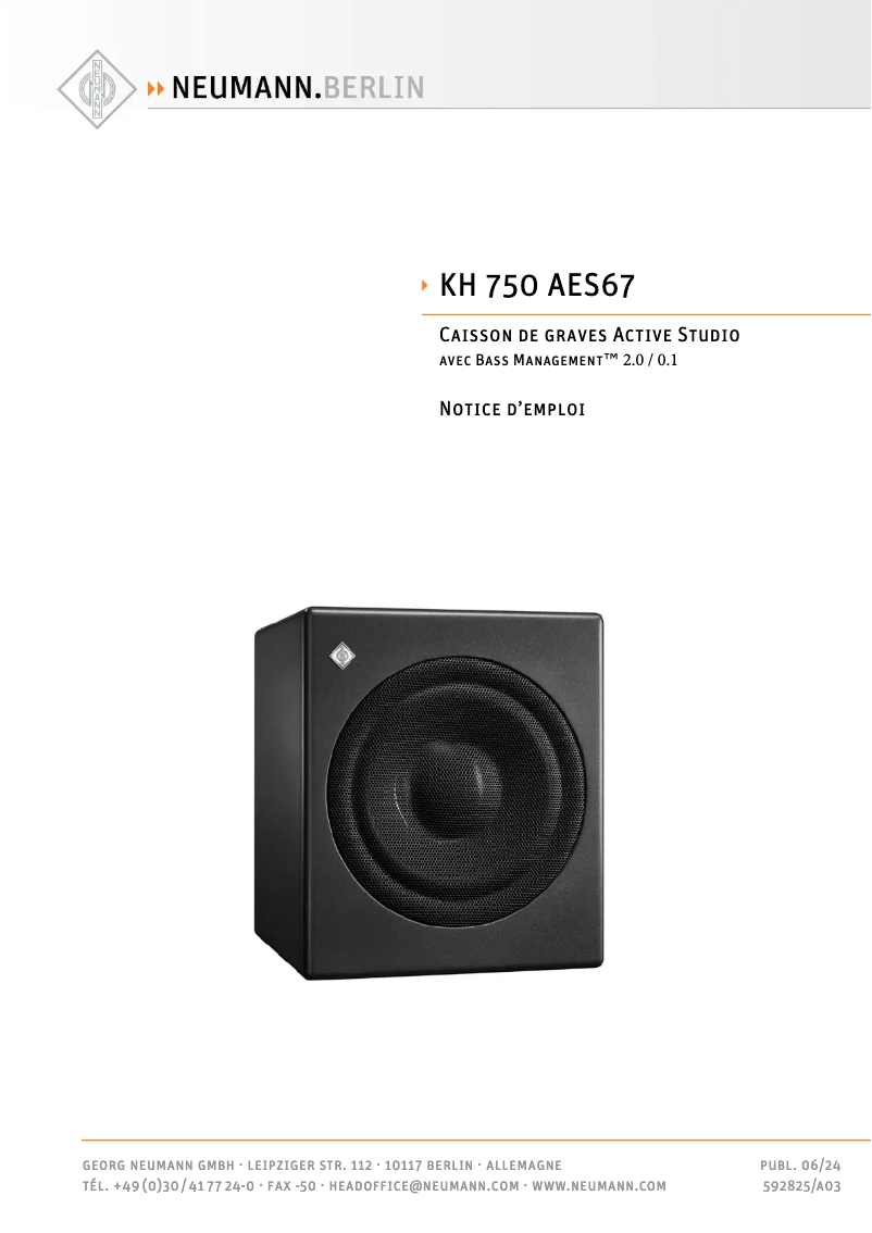 Image de la première page du manuel de l'appareil KH 750 AES67