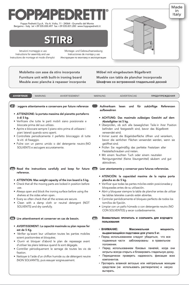 Page 1 de la notice Manuel utilisateur Foppapedretti Stir8