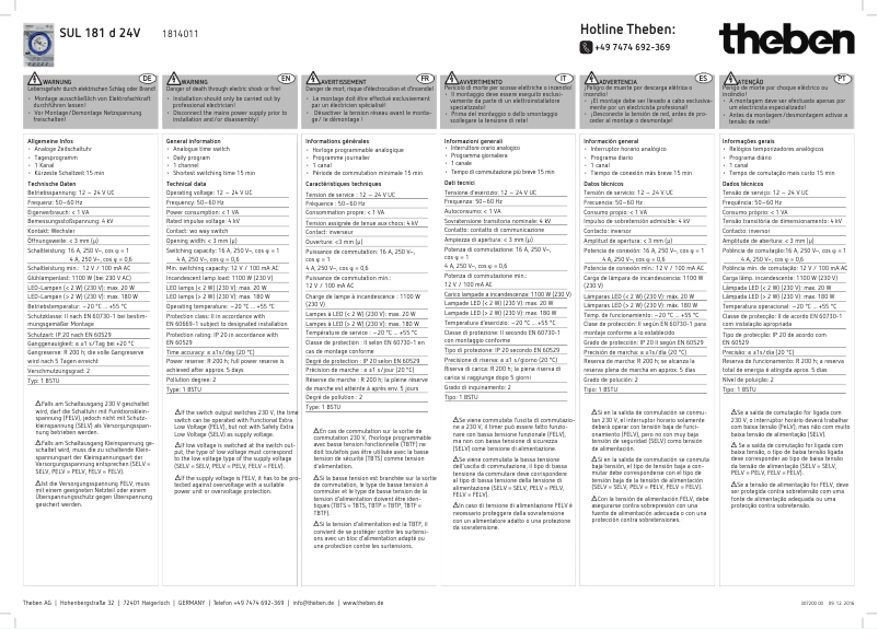 Image de la première page du manuel de l'appareil SUL 181 d